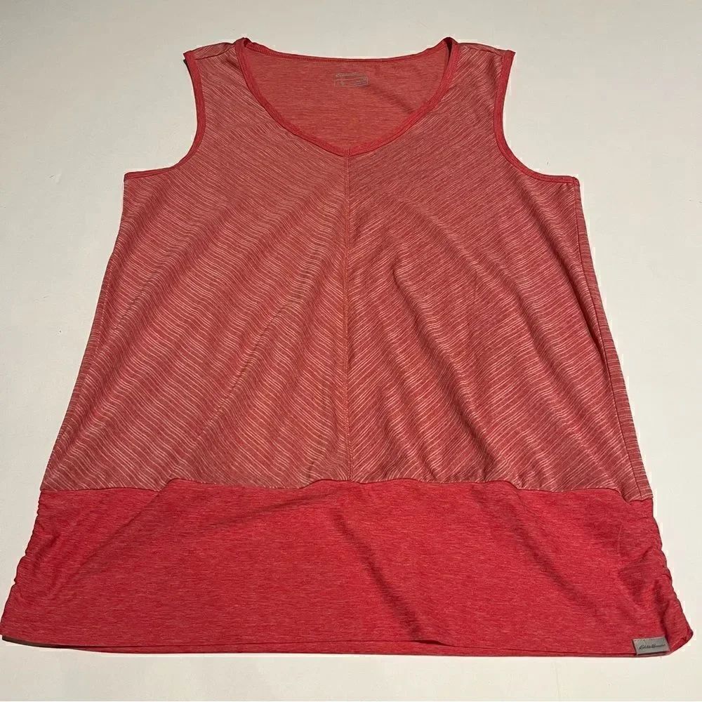 Eddie Bauer Women's Tank Top Orange with fine white stripe Size Medium